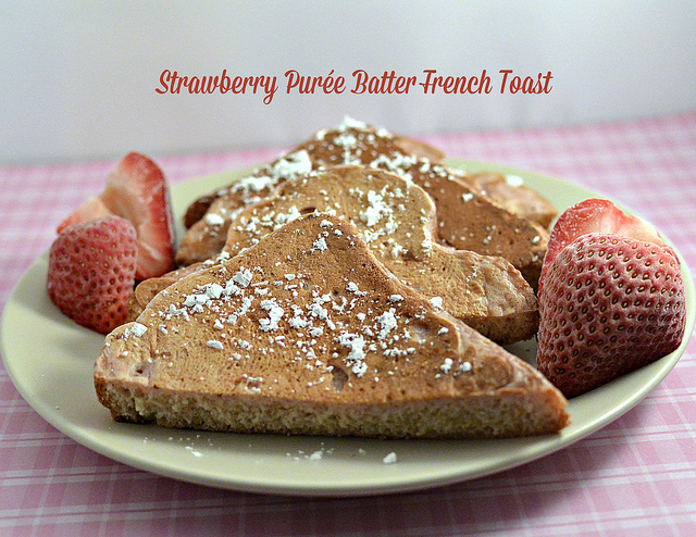 Strawberry Purée Battered French Toast